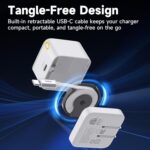Basix by iOttie 35W GaN Wall Charger with Built-in Retractable USB-C Cable and Extra USB-C Port, Dual Device Fast Charging, Compact Travel Charger with Folding Prongs - Image 4