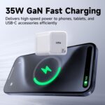 Basix by iOttie 35W GaN Wall Charger with Built-in Retractable USB-C Cable and Extra USB-C Port, Dual Device Fast Charging, Compact Travel Charger with Folding Prongs - Image 5