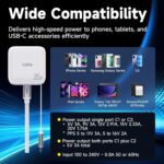 Basix by iOttie 35W GaN Wall Charger with Built-in Retractable USB-C Cable and Extra USB-C Port, Dual Device Fast Charging, Compact Travel Charger with Folding Prongs - Image 6