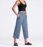THE GYM PEOPLE Womens' Yoga Pants with Pockets and Tummy Control High Waist in Flare Crop - Image 3