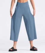 THE GYM PEOPLE Womens' Yoga Pants with Pockets and Tummy Control High Waist in Flare Crop - Image 6