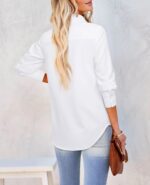 siliteelon Button Down Shirts for Women: Wrinkle Free Long Sleeve Regular Fit Collared Dress Shirt Solid Formal Office - Image 3