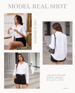 siliteelon Button Down Shirts for Women: Wrinkle Free Long Sleeve Regular Fit Collared Dress Shirt Solid Formal Office - Image 7