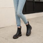 Athlefit Women's Chelsea Boots Platform Chunky Heel Slip On Elastic Lug Sole Ankle Booties - Image 7