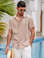 COOFANDY Mens Short Sleeve Cuban Guayabera Shirt Casual Summer Beach Button Down Shirts - Image 4
