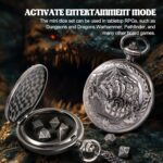 Kabinka D&D Dice Set with Pocket Watch Shell, 7Pcs Polyhedral Dice Set, DND Dice with Necklace Perfect for Dungeons and Dragons Dice, RPG, Role Playing Dice Accessory (Monster, Ancient Silver) - Image 7