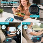 Electric-Lunch-Box-Heated-Food-Warmer 100W Heating Lunchbox for Adults 1.8L Portable Food Heater for Work/Car, 12V/24V/110-230V Lonchera Eléctrica Portátil with Fork Spoon (Gray+Blue) - Image 4