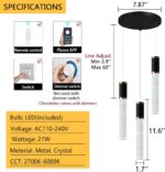 Mini Chandelier for Kitchen Island Modern Crystal Pendant Lighting LED Dining Room Hanging Lights Cylinder Drop Lights Ceiling Lighting Fixture Kitchen Sink Bedroom Bathroom 2700K 6000K - Image 3