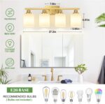 4-Light Bathroom Light Fixtures, Brushed Gold Vanity Light with Milky White Shades, Bathroom Lighting Fixtures Over Mirror, Modern Bathroom Wall Lamp for Mirror Living Room Cabinet Bedroom - Image 5