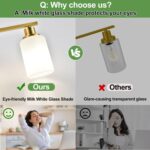4-Light Bathroom Light Fixtures, Brushed Gold Vanity Light with Milky White Shades, Bathroom Lighting Fixtures Over Mirror, Modern Bathroom Wall Lamp for Mirror Living Room Cabinet Bedroom - Image 6