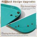 Silicone Pet Feeding Mat with Raised Edge & Residue Collection Pocket for Food and Water, Dog Bowl Mats, Cat Bowls Placemat with High Lip for Floor Waterproof, 19 x 12 x 0.7 Dark Turquoise - Image 3