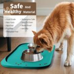 Silicone Pet Feeding Mat with Raised Edge & Residue Collection Pocket for Food and Water, Dog Bowl Mats, Cat Bowls Placemat with High Lip for Floor Waterproof, 19 x 12 x 0.7 Dark Turquoise - Image 5