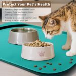 Silicone Pet Feeding Mat with Raised Edge & Residue Collection Pocket for Food and Water, Dog Bowl Mats, Cat Bowls Placemat with High Lip for Floor Waterproof, 19 x 12 x 0.7 Dark Turquoise - Image 6