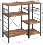 IRONCK Industrial Kitchen Baker’s Rack, Kitchen Island Utility Storage Shelf, Coffee Bar Microwave Stand with 6 Hooks, Metal Frame, Simple Assembly, Vintage Brown - Image 4