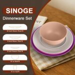 SINOGE 40 PCS Wheat Straw Dinnerware Sets for 8 Unbreakable Plastic Plates and Bowls Sets Cups - Dinner dish set Dishwasher and Microwave Safe Plates for Kitchen - Floral Feast - Image 3