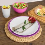 SINOGE 40 PCS Wheat Straw Dinnerware Sets for 8 Unbreakable Plastic Plates and Bowls Sets Cups - Dinner dish set Dishwasher and Microwave Safe Plates for Kitchen - Floral Feast - Image 5