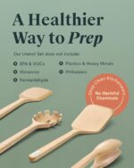 Caraway Wooden Utensil Set - 5 Piece Cooking Utensil Set - Spoon, Server, Scraper, Spatula, & Tongs - Made From FSC-Certified Birch Wood - No Microplastics - Image 6