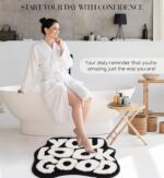 ELDONE You Look Good Bath Mat - Cool Black and White Bathroom Rugs Non Slip Washable, Black Bathroom Decor, Hypebeast Bedroom Decor Aesthetic, Cute Funny Funky Trendy Bathroom Mats 25" x 21" - Image 3