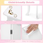 INFANS Kids Vanity, 2 in 1 Wooden Princess Makeup Table and Stool Set with Tri-Folding Detachable Mirror 10 Accessories, Toddler Pretend Beauty Dressing Play for Girls Aged 3+ (Platinum) - Image 7