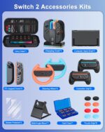 Switch 2 Accessories, [Charge Inside]Case Bundle for Nintendo Switch 2 2025 Console, FYOUNG 23 IN 1 Kit:Carrying Case,Controller Charger,Protective Shell,Grip for Joycon, Steering Wheel for Mario Kart - Image 3