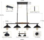 Kitchen Island Light, 4 Lights Black Pendant Dining Room Light Fixture Farmhouse Chandeliers for Dining Room Over Table Metal Hanging Lamp for Kitchen Island Hallway Pool Table - Image 5