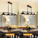 Kitchen Island Light, 4 Lights Black Pendant Dining Room Light Fixture Farmhouse Chandeliers for Dining Room Over Table Metal Hanging Lamp for Kitchen Island Hallway Pool Table - Image 6