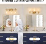 3 Light Bathroom Vanity Light - Gold Bathroom Lighting Fixtures Over Mirror, Modern Wall Sconces with Transparent Glass Lampshade for Bedroom Living Room Kitchen Cabinet Stair Hallway - Image 6