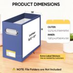 BALEINE File Organizer Box, Cardboard File Folder Organizer with Handle for Letter Size, Portable Collapsible Hanging Filing Box for Home Office Document Storage (2 Pack, Navy) - Image 4