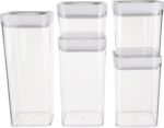 Amazon Basics Airtight Food Storage Containers, BPA Free, with Twist/Turn Lids, for Kitchen Pantry Organization, 10-Piece Square Set, Clear Plastic - Image 3