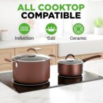 NutriChef Nonstick Cookware Set, 20-Piece Premium Kitchen Cookware Set with Pots, Pans, Bakeware & Utensils, Non Stick Pots and Pans Compatible with Gas, Electric, Ceramic & Induction Cooktops (Black) - Image 3