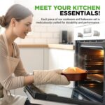 NutriChef Nonstick Cookware Set, 20-Piece Premium Kitchen Cookware Set with Pots, Pans, Bakeware & Utensils, Non Stick Pots and Pans Compatible with Gas, Electric, Ceramic & Induction Cooktops (Black) - Image 6