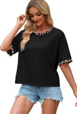 WIHOLL Womens T Shirts Loose Fit Short Half Sleeve Crew Neck Oversized Tshirts Color Block Summer Tops Fashion 2026 - Image 4