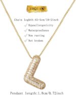 RWQIAN Letter Necklace for Women Bubble, Chunky Initial Alphabet A-Z Pendant Puffy Name Personalized Necklace Dainty Zircon CZ Fashion Jewelry Gifts for Girls Girlfriend - Image 7