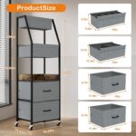 Baby Diaper Caddy Organizer and Storage - 5 Tier Rolling Cart with Dividers and Drawers, Mobile Utility Cart with Wheels for Nursery, Bedroom, Changing Table & Crib - Image 3