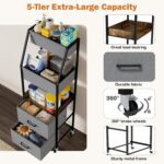 Baby Diaper Caddy Organizer and Storage - 5 Tier Rolling Cart with Dividers and Drawers, Mobile Utility Cart with Wheels for Nursery, Bedroom, Changing Table & Crib - Image 4