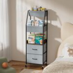 Baby Diaper Caddy Organizer and Storage - 5 Tier Rolling Cart with Dividers and Drawers, Mobile Utility Cart with Wheels for Nursery, Bedroom, Changing Table & Crib - Image 7