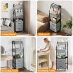 Baby Diaper Caddy Organizer and Storage - 5 Tier Rolling Cart with Dividers and Drawers, Mobile Utility Cart with Wheels for Nursery, Bedroom, Changing Table & Crib - Image 8
