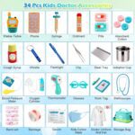 Sundaymot Doctor Kit for Kids, 34 Pcs Pretend Playset for Toddlers, Doctor kit for Toddlers 3-5, with Medical Bag, Stethoscope and Other Accessories, for Boys and Girls Fun Role Playing Game - Image 7