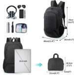 TANTOMI Ultra Lightweight Packable Backpack 25L - Foldable Hiking Daypack for Travel, Water Resistant Small Rucksack for Men Women Outdoor - Black - Image 3