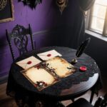 Whaline 60 Sheet Halloween Stationery Paper 4 Gothic Style Border Letterhead Vintage Skull Rose Castle Writing Paper for Invitation Office Printing, 8.5 x 11 Inch, Double-Sided - Image 7