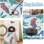 Tiger Rug 3x5 Blue Washable Non-Slip Boho Vintage Jungle Rug Whimsical Animal Print Soft Cozy Tropical Woodland Carpet for Bedroom Laundry Room Kitchen Hallway Entryway - Image 8