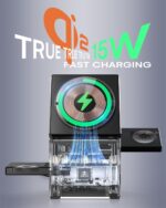 ZEEHOO 3 in 1 Charging Station, iPhone Charging Station for Apple MagSafe Charger, Qi2 Certified, 15W Fast Wireless Charger, for Apple Watch, for iPhone 17,16 15,14,13,12 Series, AirPods (Black) - Image 3