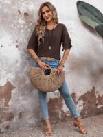 Womens Blouses Ruffle Sleeve Top V Neck Shirts Casual Outfit Bell Sleeve Cute Tee Spring Fall Summer Fashion Clothes - Image 7