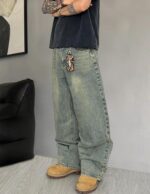 Mens Wide Leg Jeans Super Baggy Pants Y2k Loose Fit Denim Jeans Skater Trousers Streetwear - Image 4