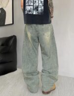 Mens Wide Leg Jeans Super Baggy Pants Y2k Loose Fit Denim Jeans Skater Trousers Streetwear - Image 5