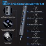 STREBITO Mini Electric Screwdriver Set, 70-in-1 Max Precision Electric Screwdriver Kit with Lights, 5 Upgraded Torque Levels, 64 Magnetic Bits, Electric Screwdriver Cordless for PC RC Electronics - Image 4