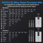 STREBITO Mini Electric Screwdriver Set, 70-in-1 Max Precision Electric Screwdriver Kit with Lights, 5 Upgraded Torque Levels, 64 Magnetic Bits, Electric Screwdriver Cordless for PC RC Electronics - Image 5