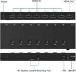 Y.D.F 7 Port HDMI Switch, 4k@60Hz HDMI Switcher 7 in 1 Out HDCP 2.0 Manual HDMI 2.0 Hub Support 3D Compatible with Nintendo Switch/OLED/Xbox/ PS5/4 Blu-Ray Player Fire Stick Roku Apple TV Chromeca - Image 9