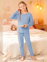 Resinta Girls Cotton Thermal Underwear Set Toddler Long Johns Kids Winter Base Layer Top & Bottom - Image 7