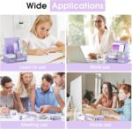 Purple Desk Organizers and Accessories, Purple Office Supplies with Mesh Desk Organizer, Acrylic Tape Dispenser and Stapler, Staples, Ballpoint Pen, Clips Set, Ruler, Scissor, Sticky Labels - Image 6